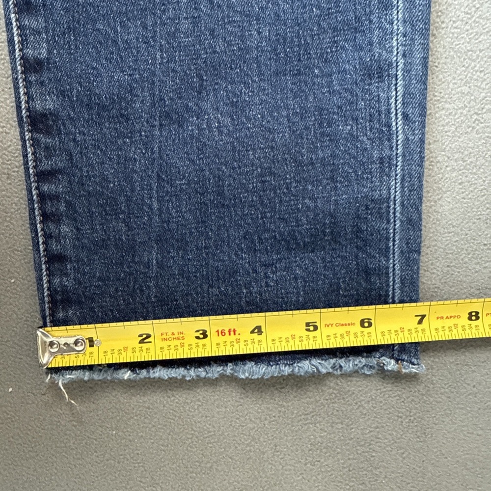 Point Sur Jeans Womens 27 Blue High Rise Slim Boy Distressed Patched Raw Hem - Picture 11 of 15